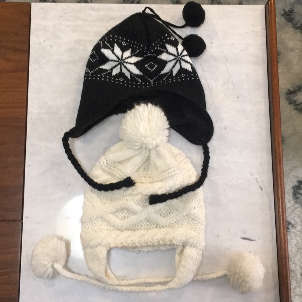 Knitted Winter hats with poms